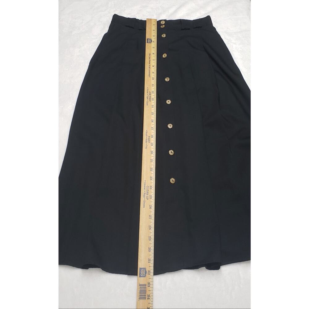 Vintage 70s ILGWU Black Midi Skirt 10 Union Made High Waist Dark Academia Goth - Picture 7 of 8